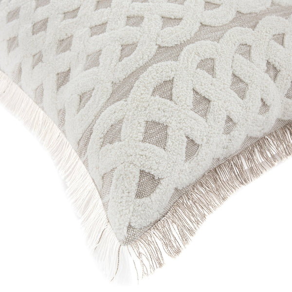 Bloomsbury Lattice Grey Crewelwork Wool Embroidered Cushion