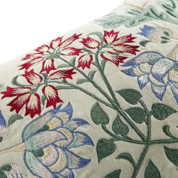 Botanica Collection Pearl Velvet Hand Embroidered Cushion