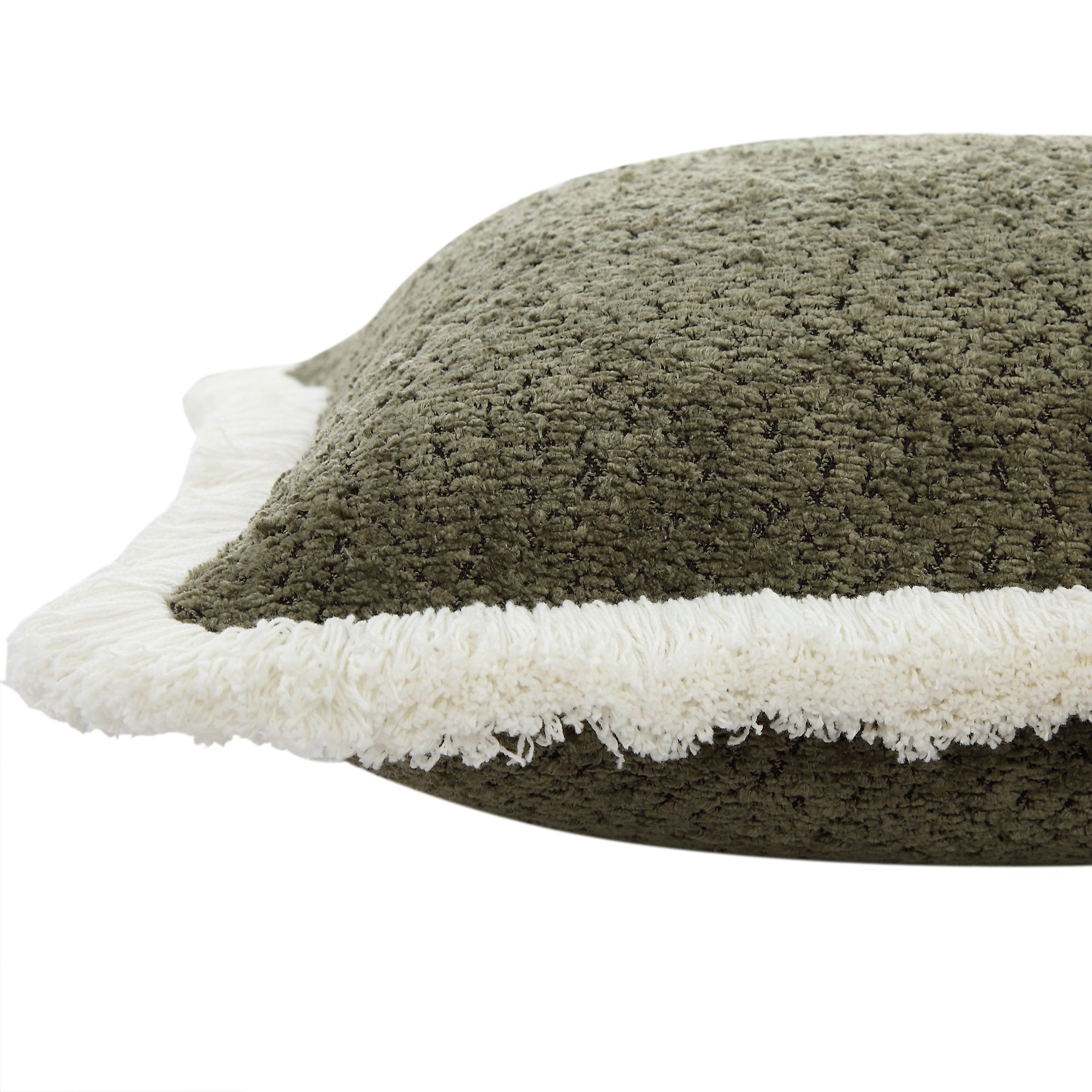 Kyra Forest Green Bouclé Fringed Cushion