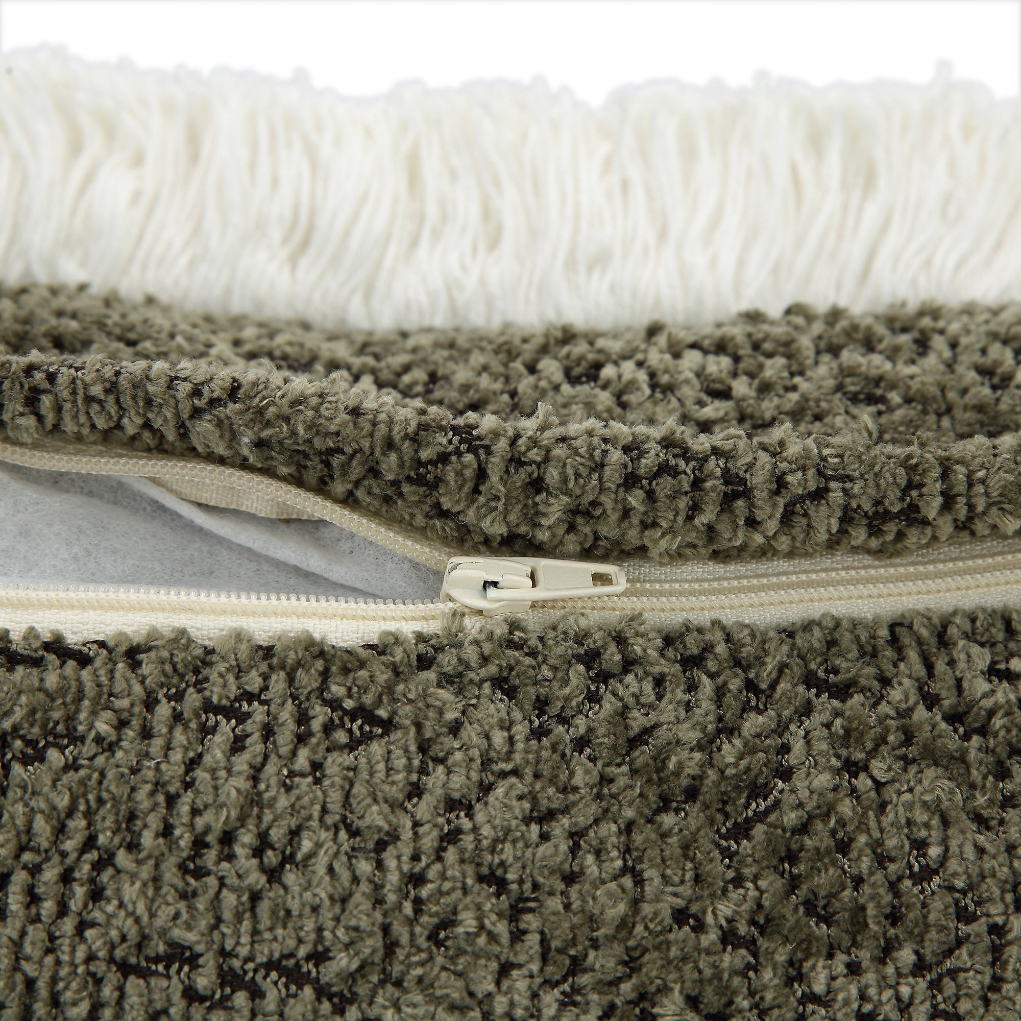 Kyra Forest Green Bouclé Fringed Cushion