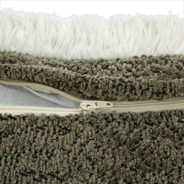 Kyra Forest Green Bouclé Fringed Cushion