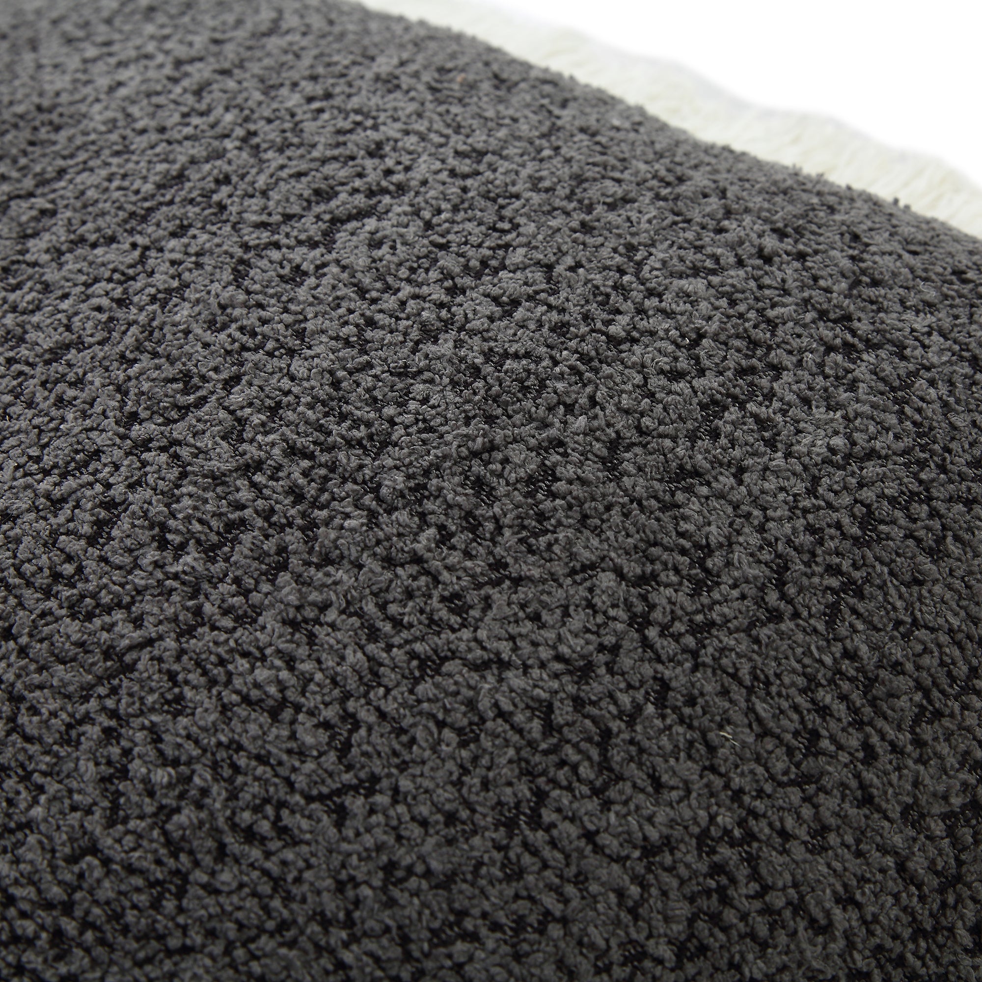 Kyra Graphite Grey Bouclé Fringed Cushion