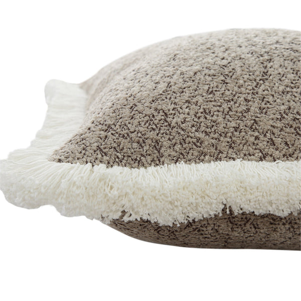 Kyra Stone Bouclé Fringed Cushion