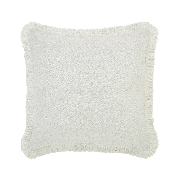Kyra Cream White Bouclé Fringed Cushion