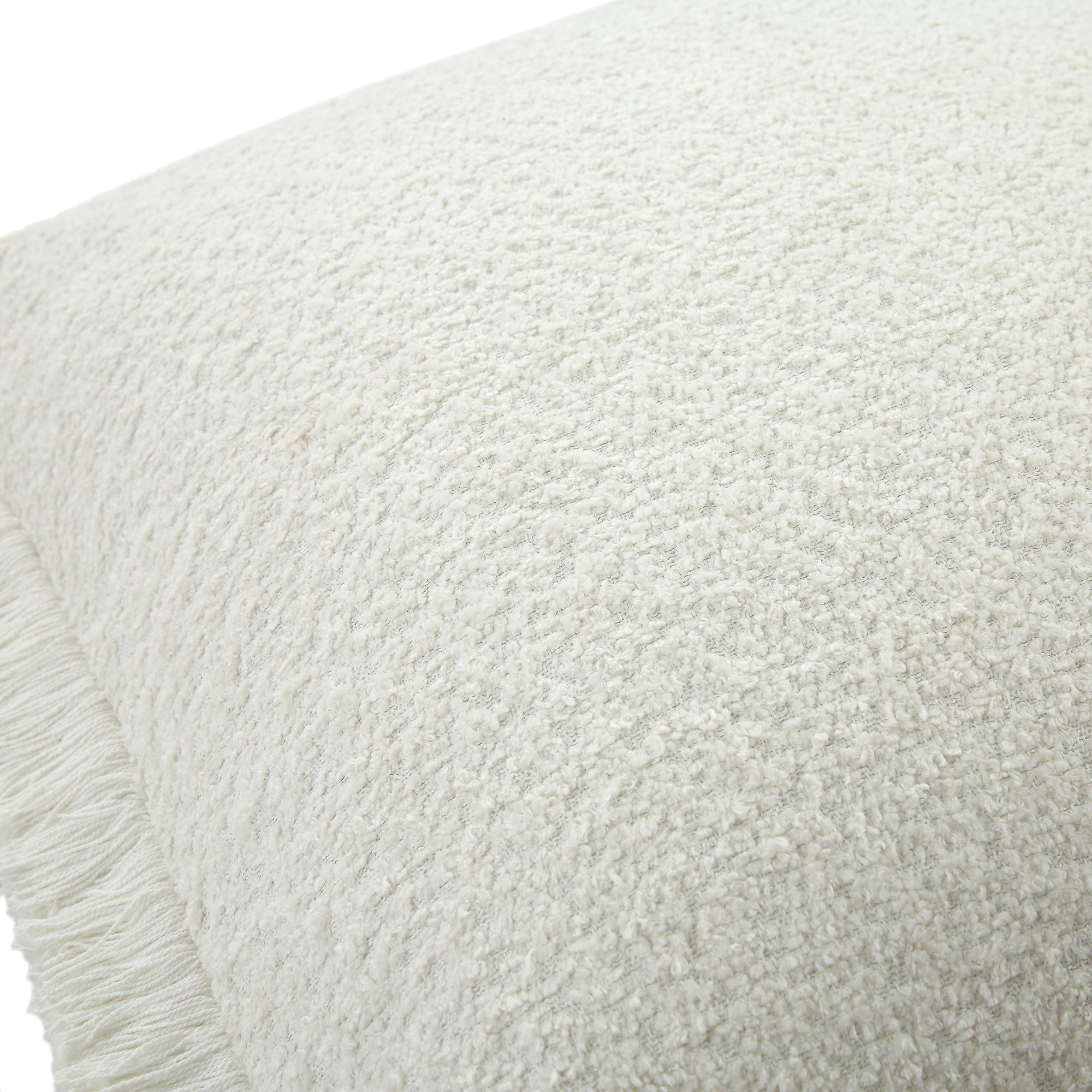 Kyra Cream White Bouclé Fringed Cushion