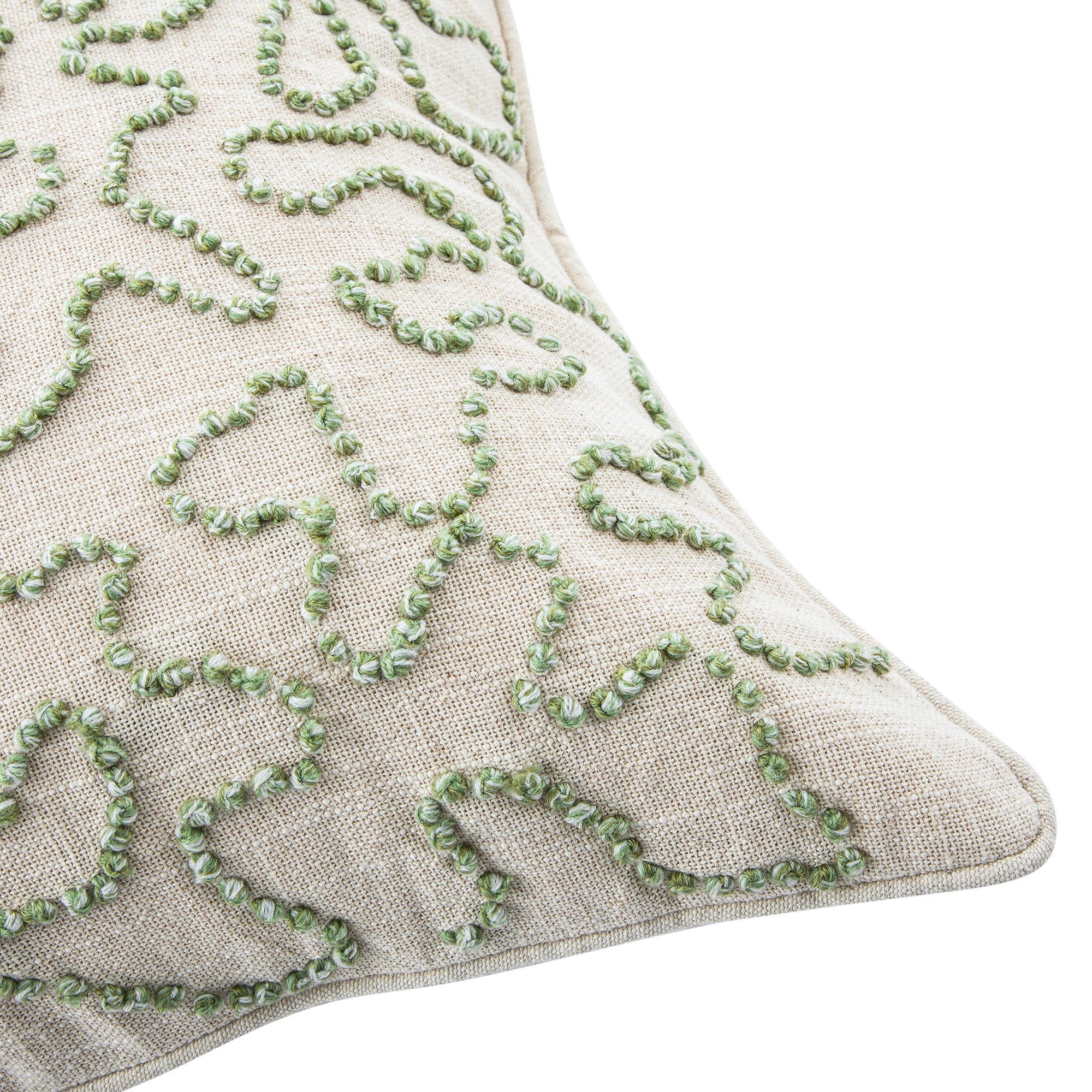 Dulcie Green Wool French Knot Cushion