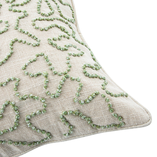 Dulcie Green Wool French Knot Cushion
