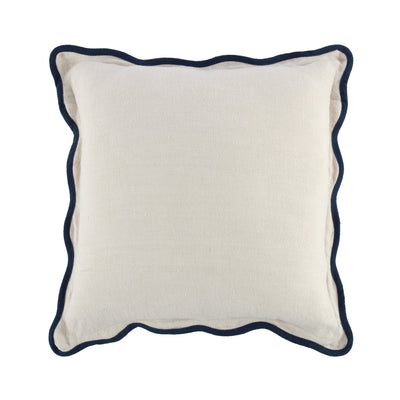 Evie Linen Prussian Blue Scalloped Square Cushion