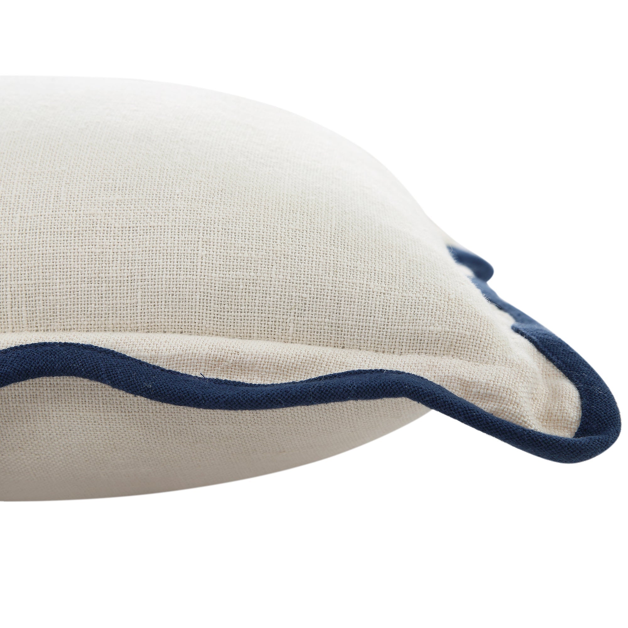Evie Linen Prussian Blue Scalloped Square Cushion