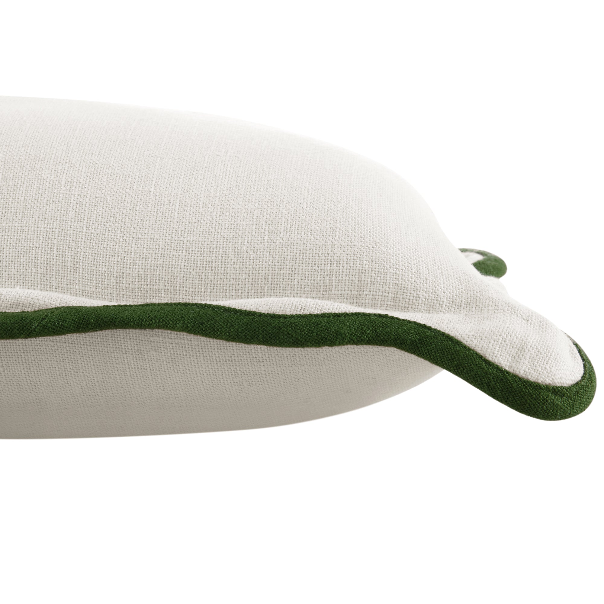 Evie Linen Cedar Green Scalloped Rectangular Cushion