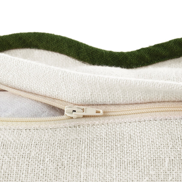 Evie Linen Cedar Green Scalloped Square Cushion