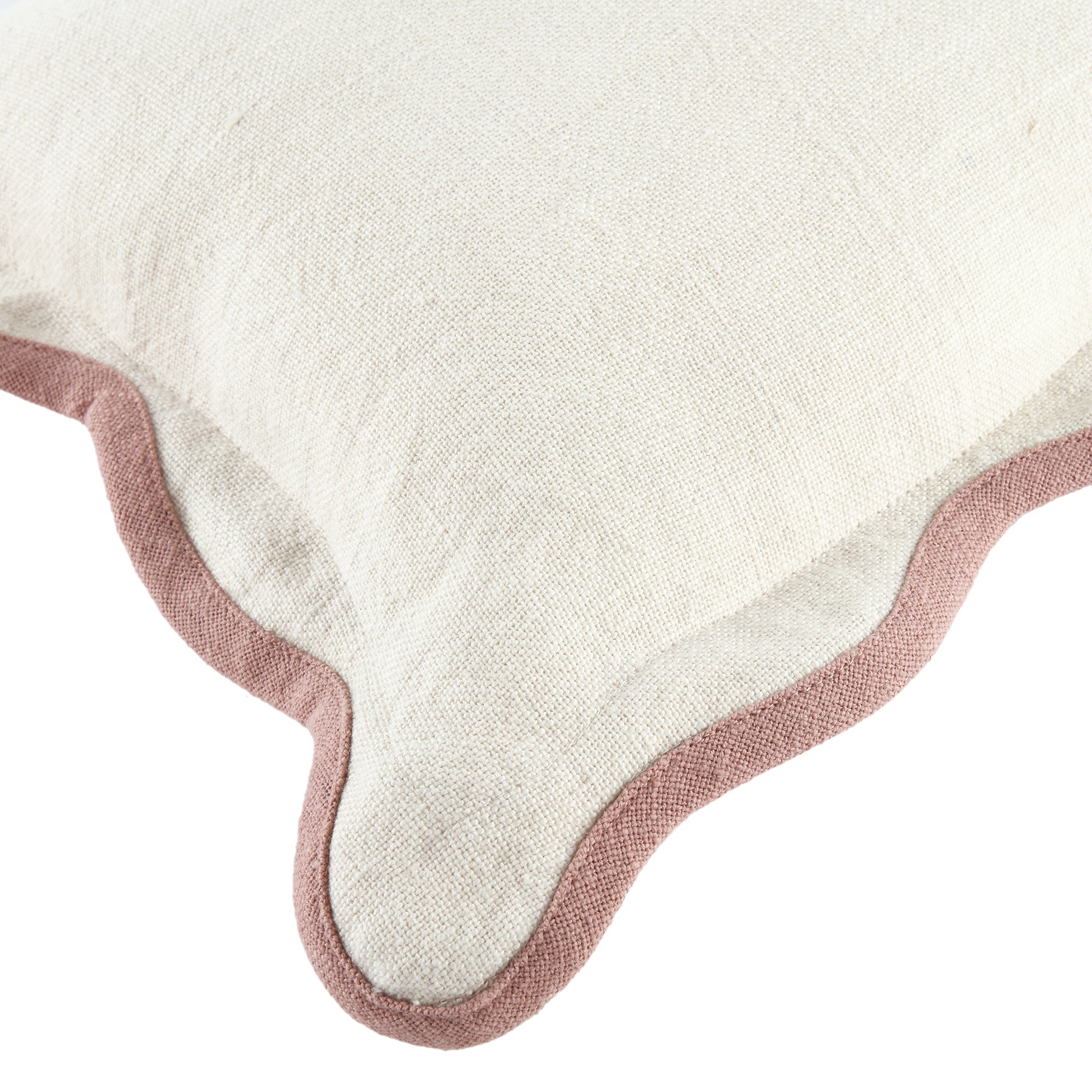 Evie Linen Dusky Pink Scalloped Rectangular Cushion