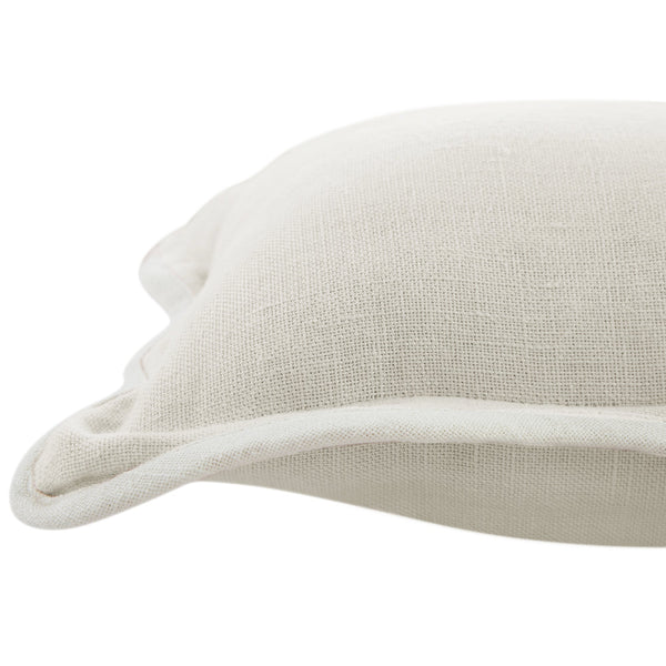 Evie Linen Powder White Scalloped Rectangular Cushion