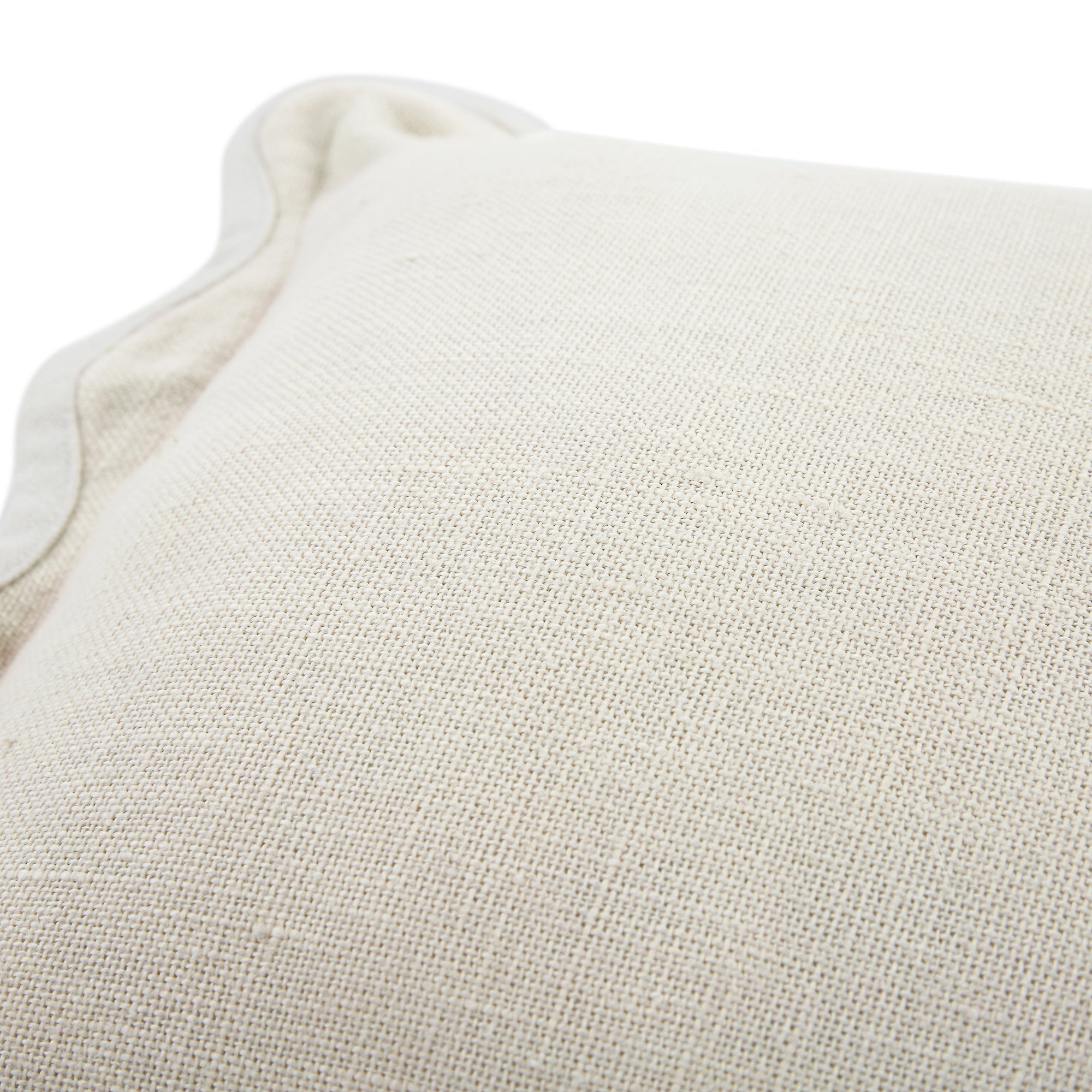 Evie Linen Powder White Scalloped Rectangular Cushion