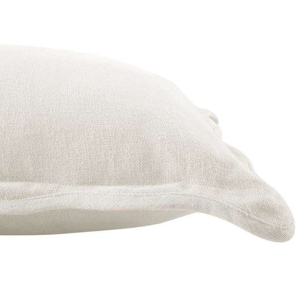Evie Linen Powder White Scalloped Square Cushion