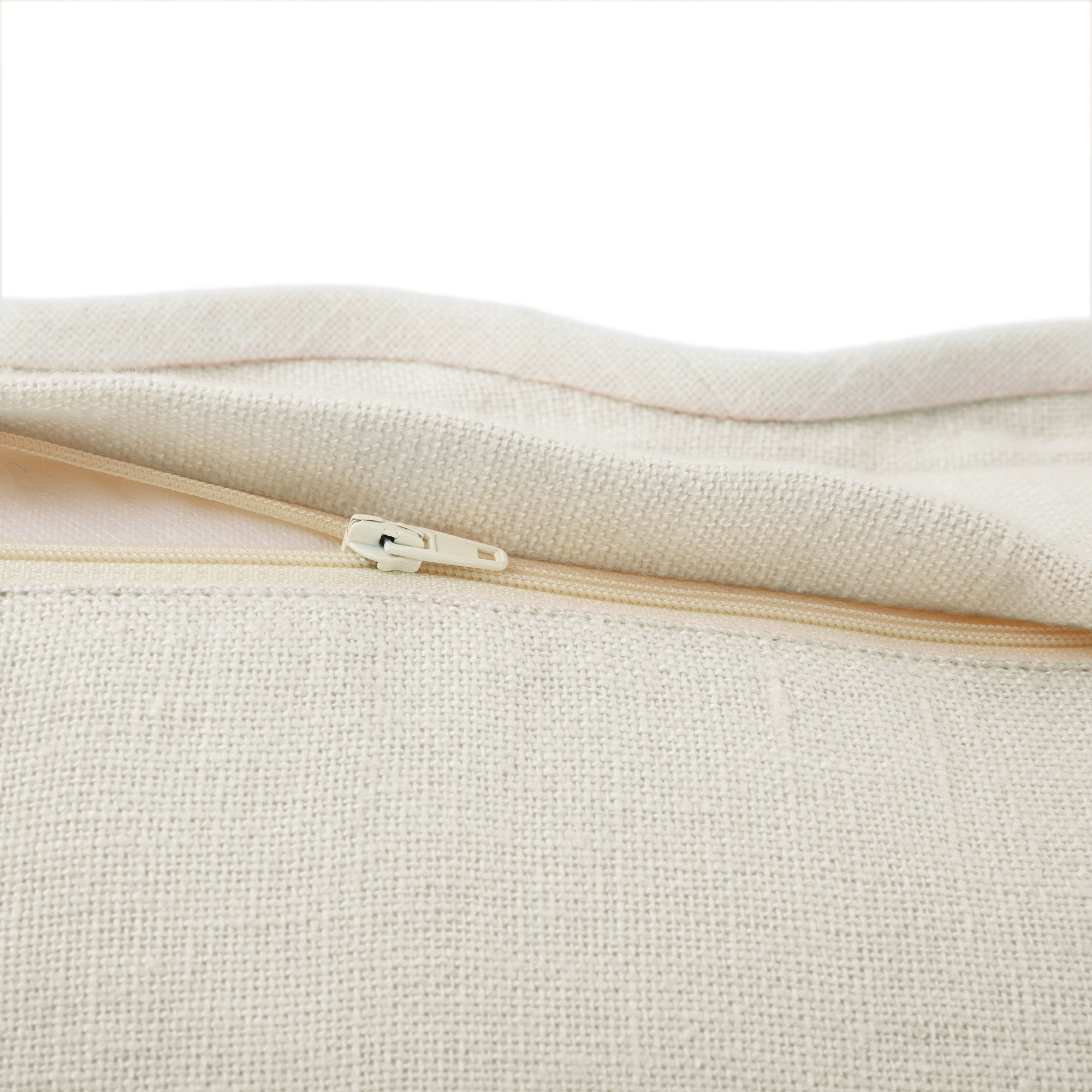 Evie Linen Powder White Scalloped Square Cushion