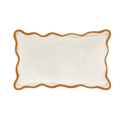 Evie Linen Butterscotch Scalloped Rectangular Cushion