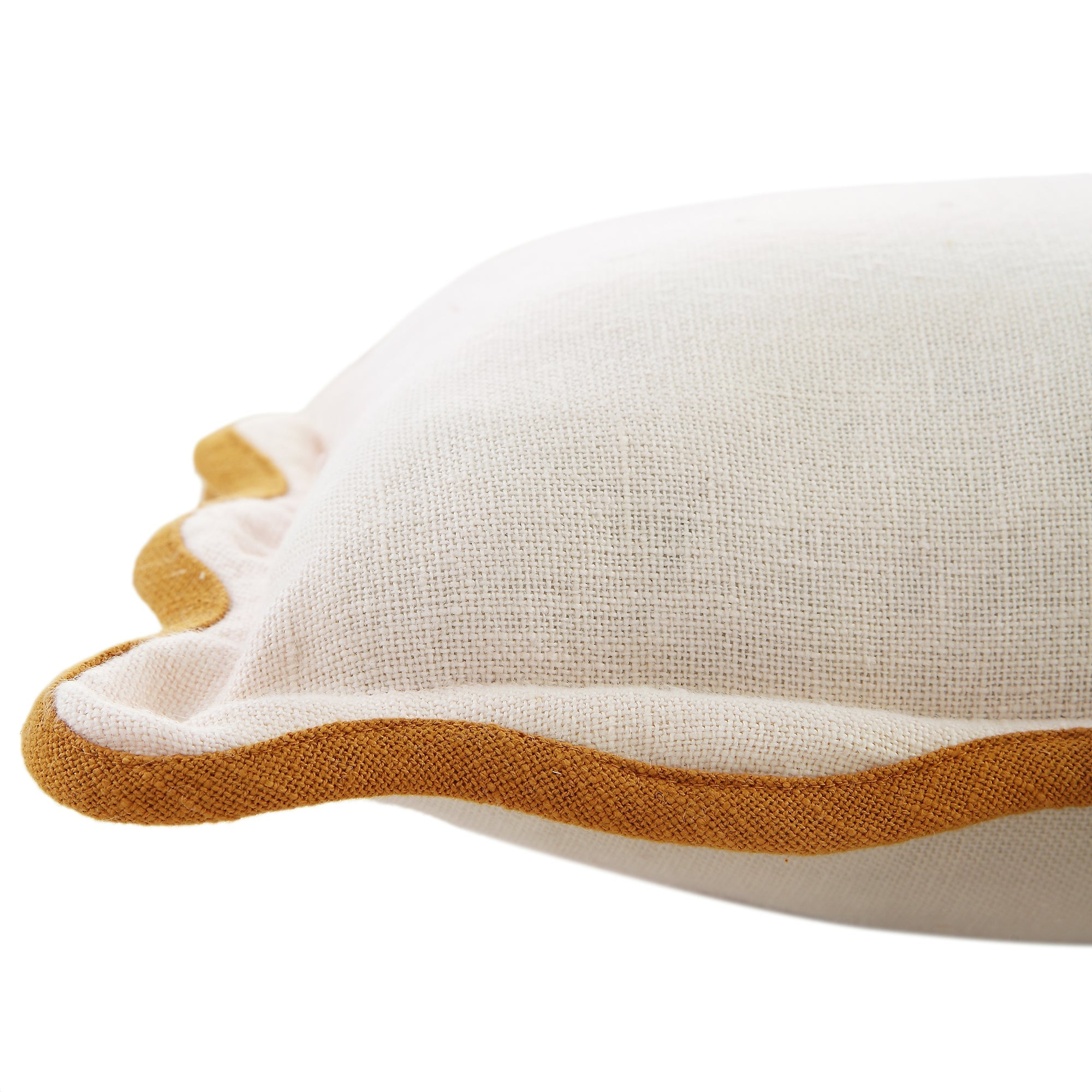 Evie Linen Butterscotch Scalloped Rectangular Cushion