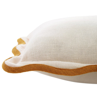 Evie Linen Butterscotch Scalloped Rectangular Cushion