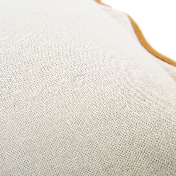 Evie Linen Butterscotch Scalloped Rectangular Cushion
