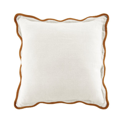 Evie Linen Butterscotch Scalloped Square Cushion