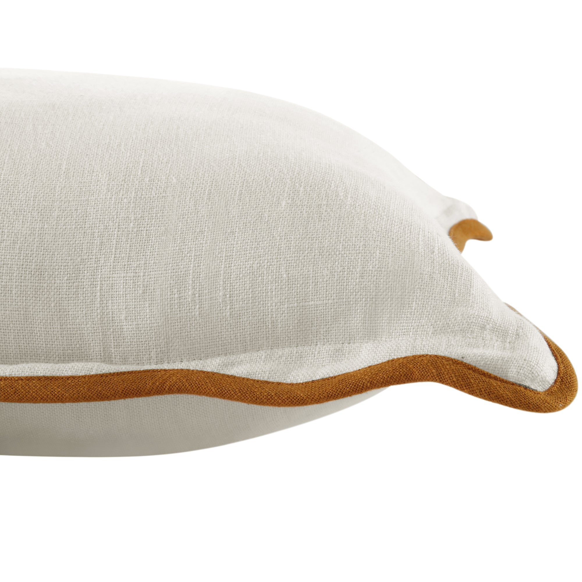 Evie Linen Butterscotch Scalloped Square Cushion