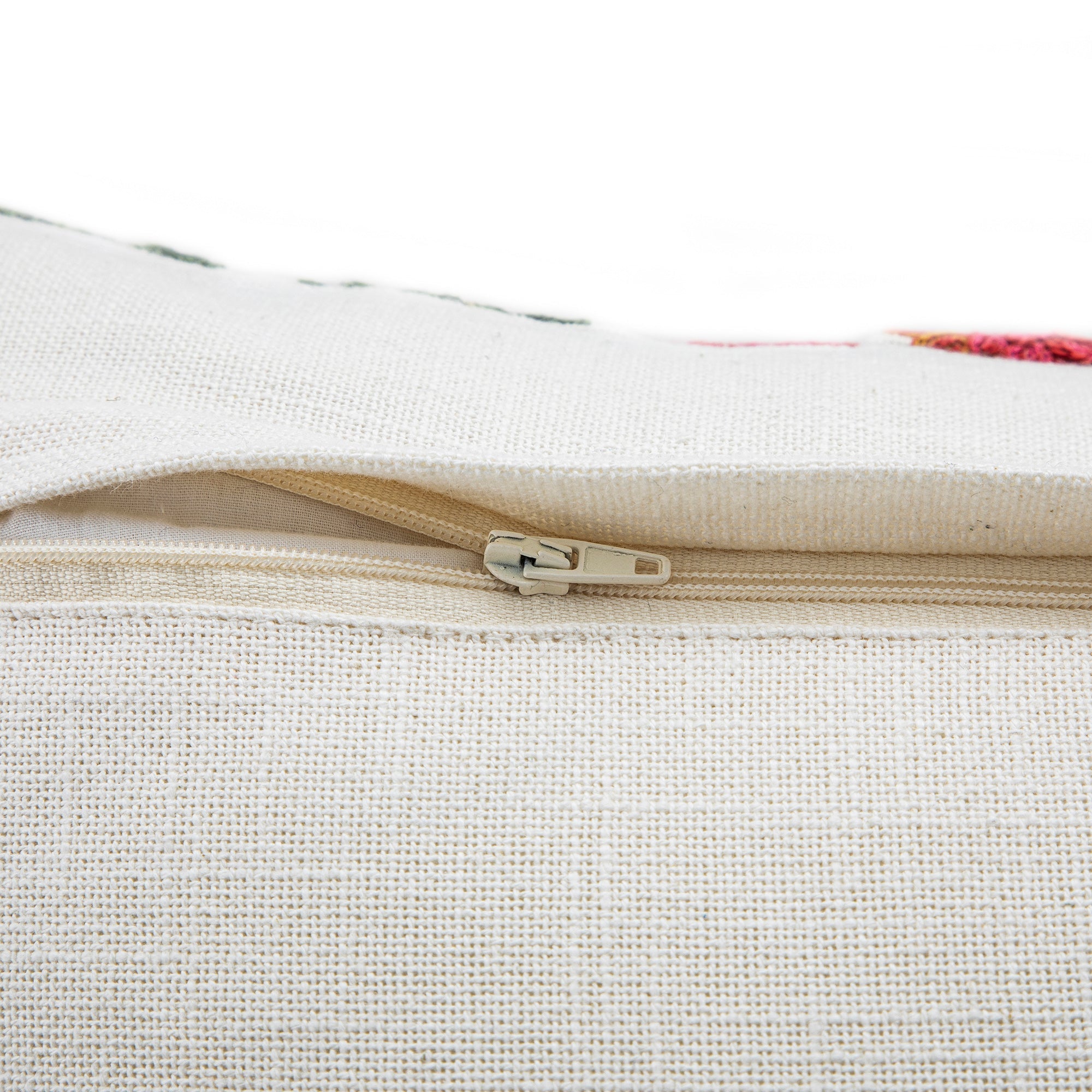Indra Gardenia Pink Crewelwork Wool Embroidered Cushion