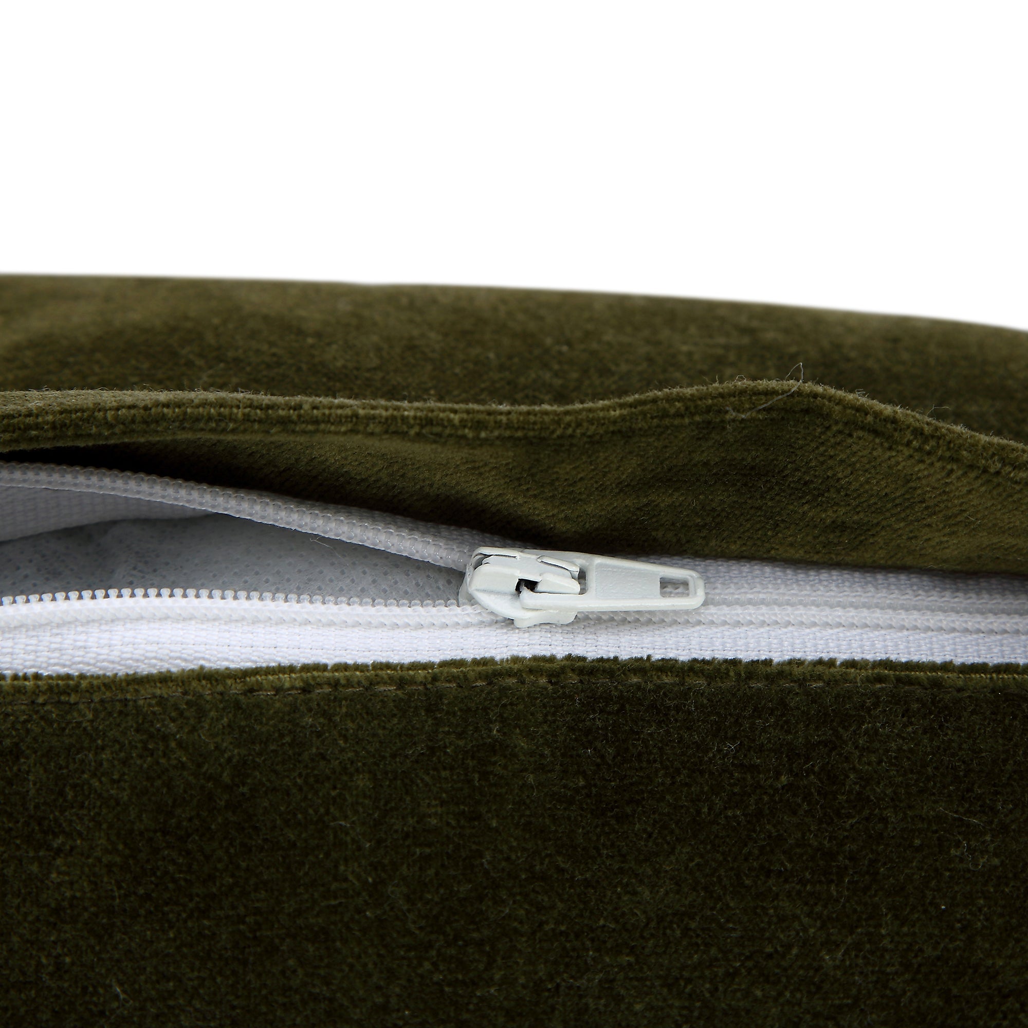 Luxe Collection Greta Beaded Moss Green Cotton Velvet Cushion