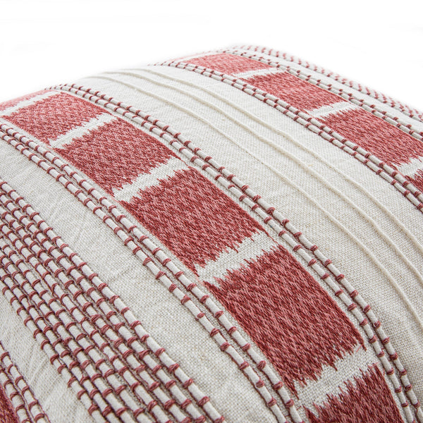 Hattie Pink Embroidered 100% Linen Cushion