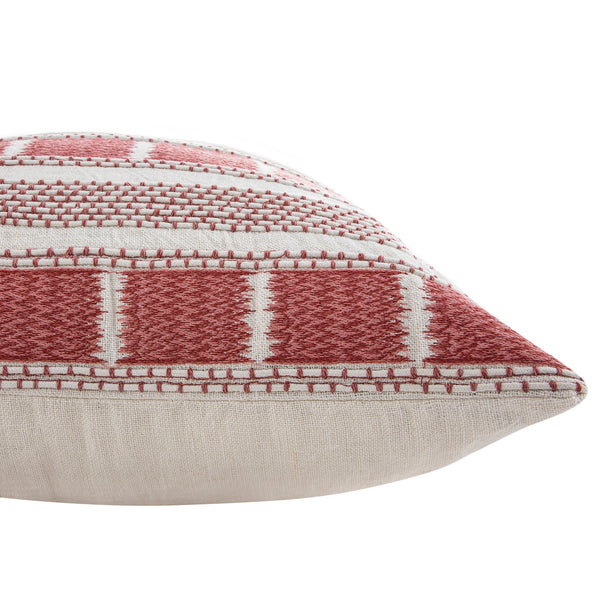 Hattie Pink Embroidered 100% Linen Cushion