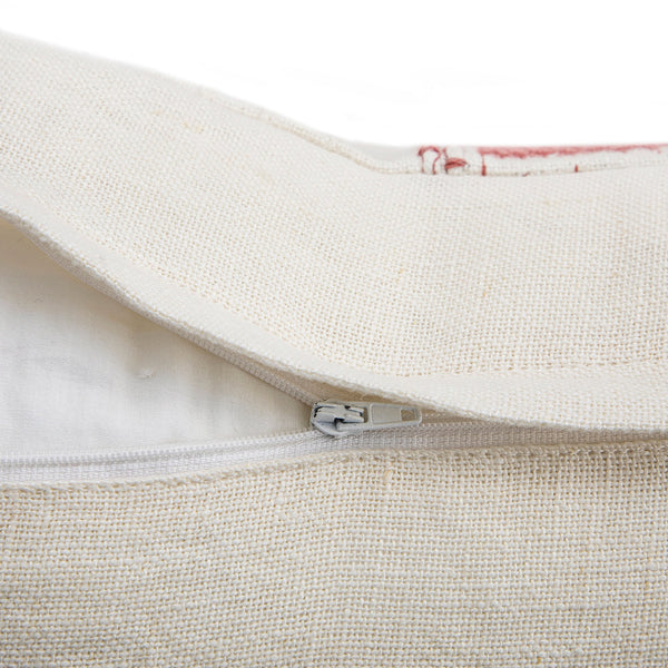 Hattie Pink Embroidered 100% Linen Cushion