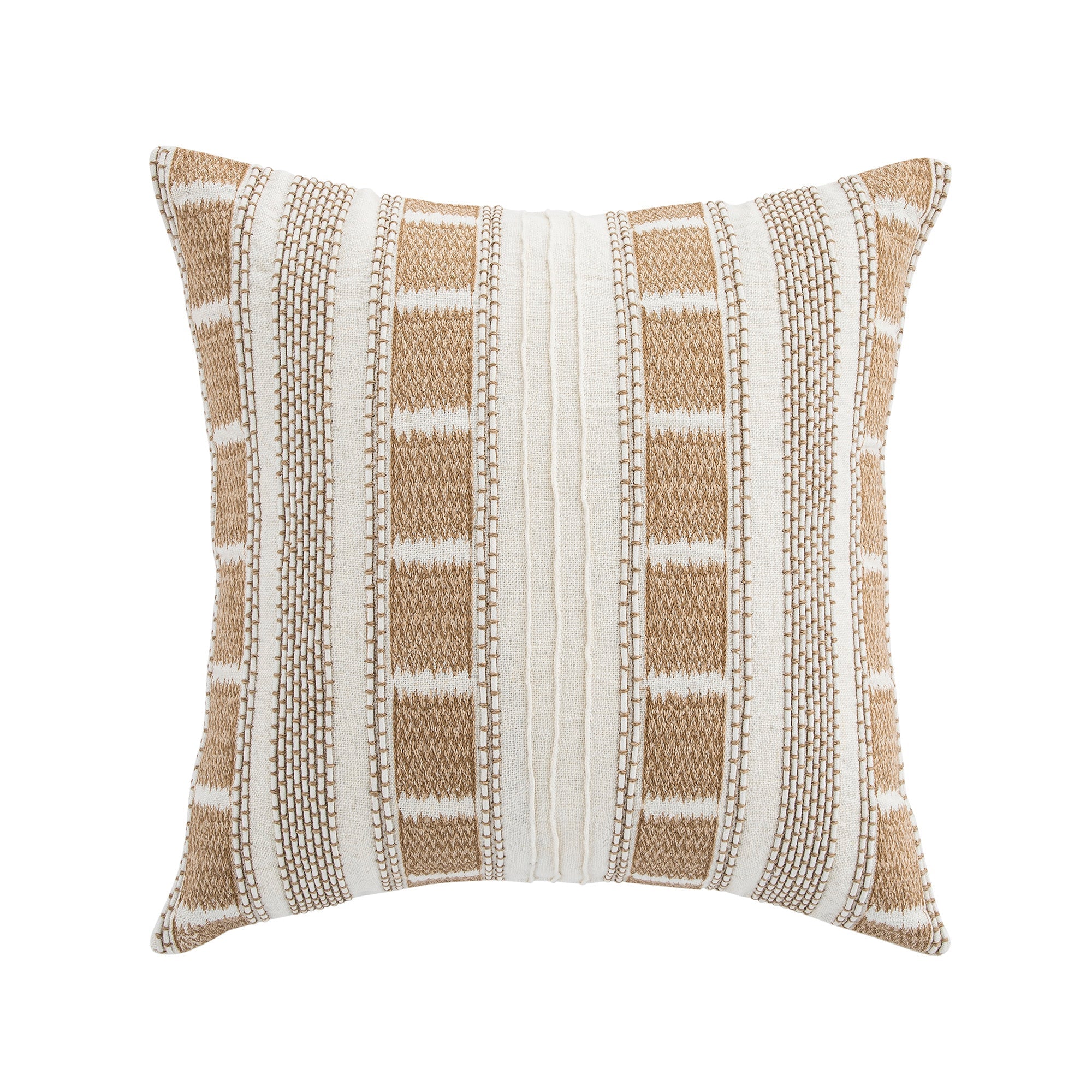 Hattie Light Taupe Embroidered 100% Linen Cushion