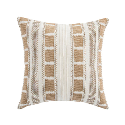 Hattie Light Taupe Embroidered 100% Linen Cushion
