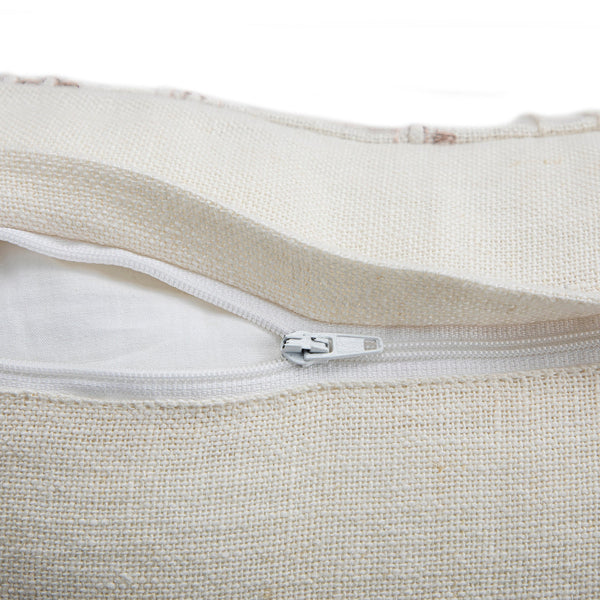 Hattie Light Taupe Embroidered 100% Linen Cushion