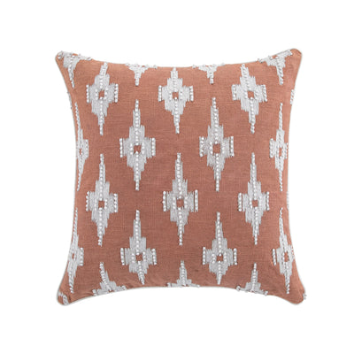 Mahika Ikat Pink French Knot Linen Cushion