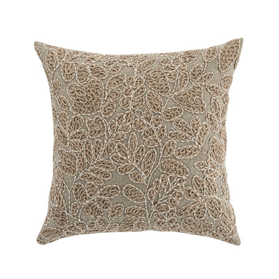 Maison Neutral Giselle Linen Embroidered Cushion