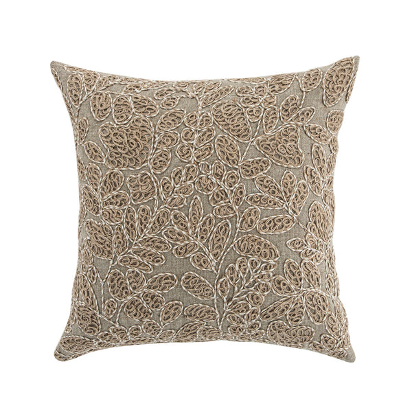 Maison Neutral Giselle Linen Embroidered Cushion