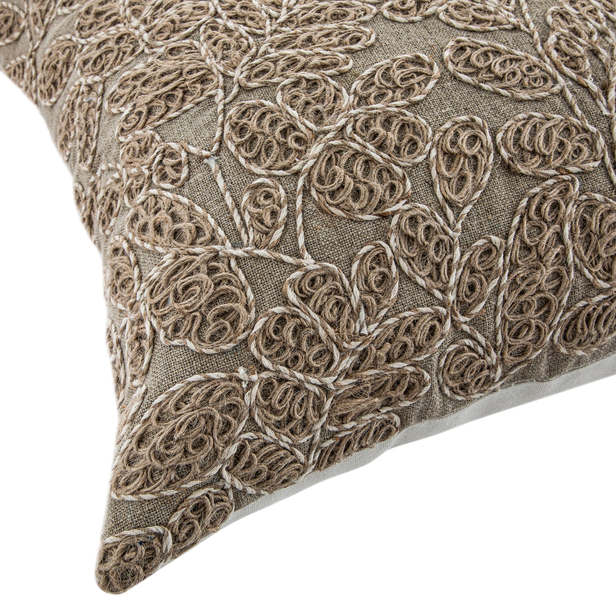 Maison Neutral Giselle Linen Embroidered Cushion
