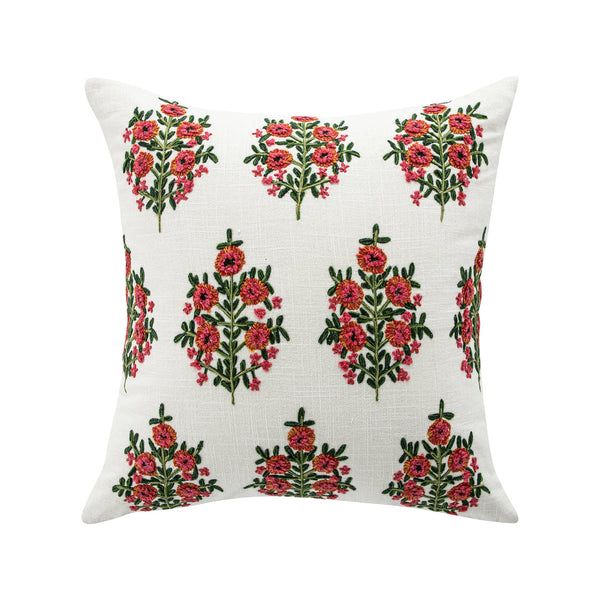 Indra Mughal Pink Wool Embroidered Cushion