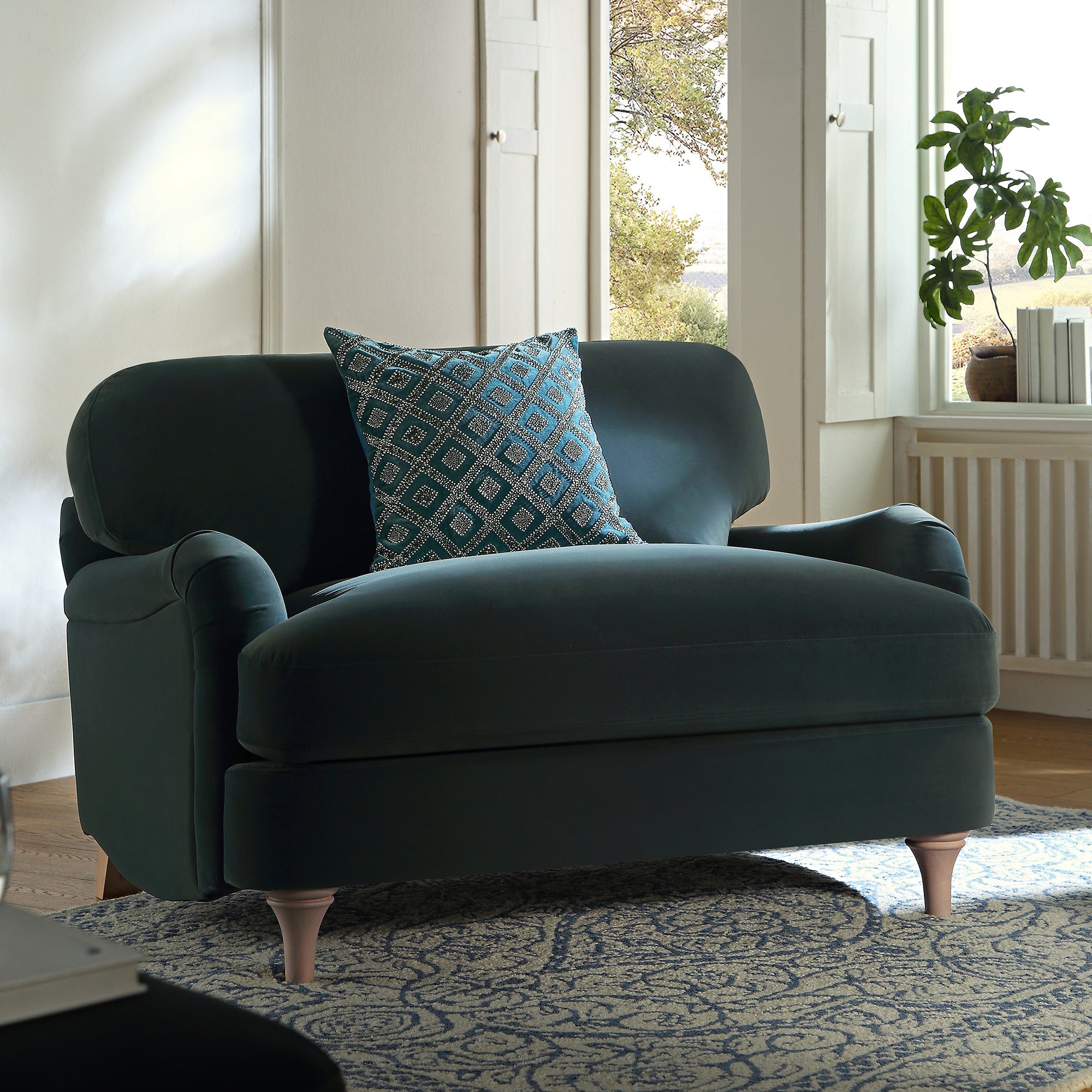 Luxe Collection Ottavia Beaded Teal Cotton Velvet Cushion
