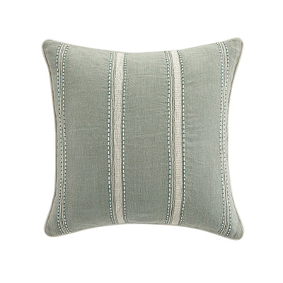 Pembroke Stripe 100% Linen Green Cushion