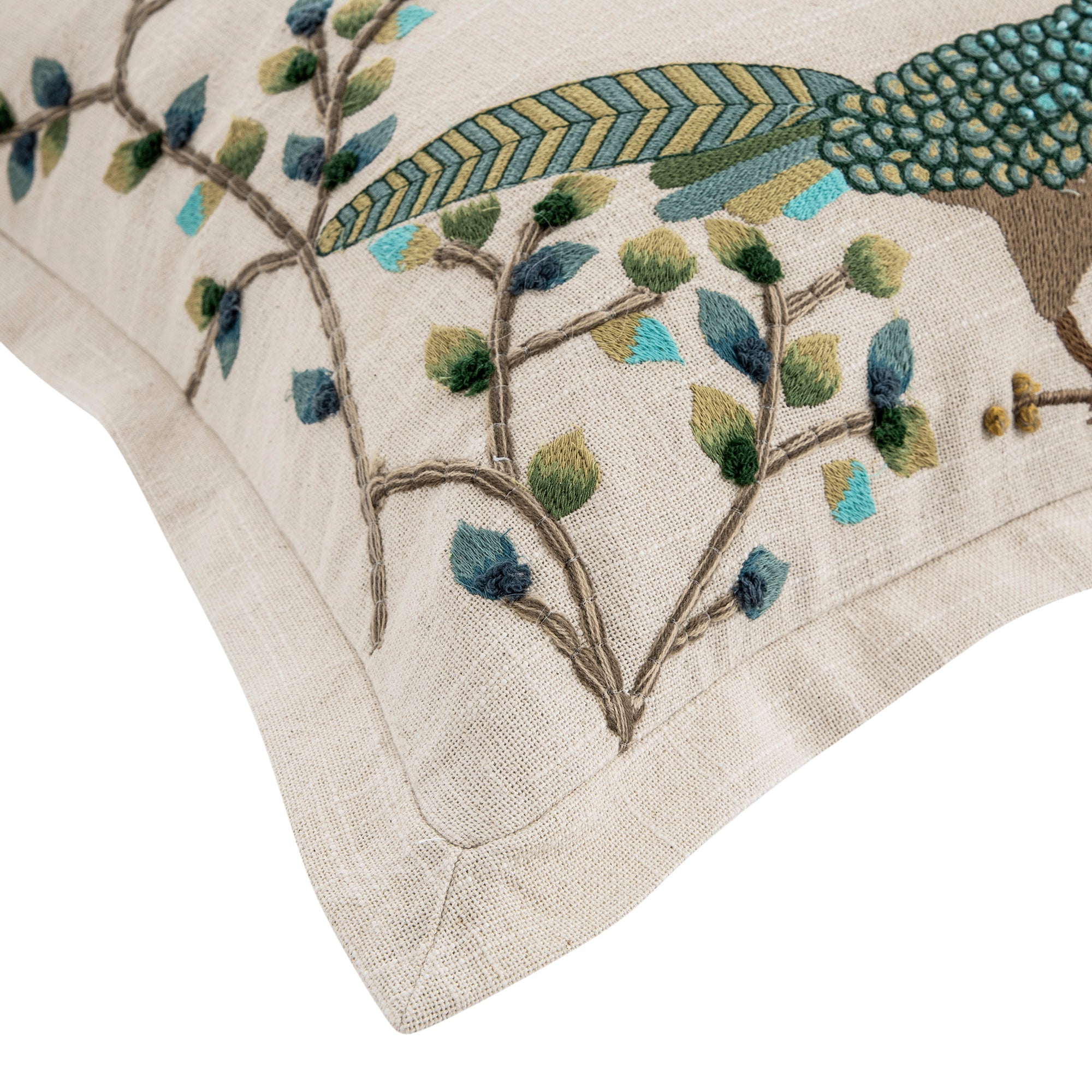 Flora & Fauna Hand Embroidered Songbird Cushion