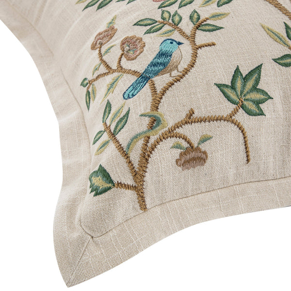 Flora & Fauna Hand Embroidered Tree Of Life Cushion