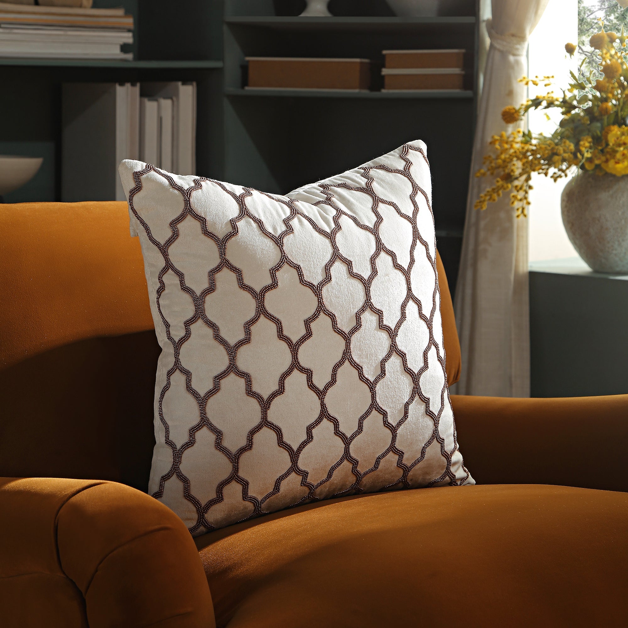 Luxe Collection Trellis Hand Beaded Cushion