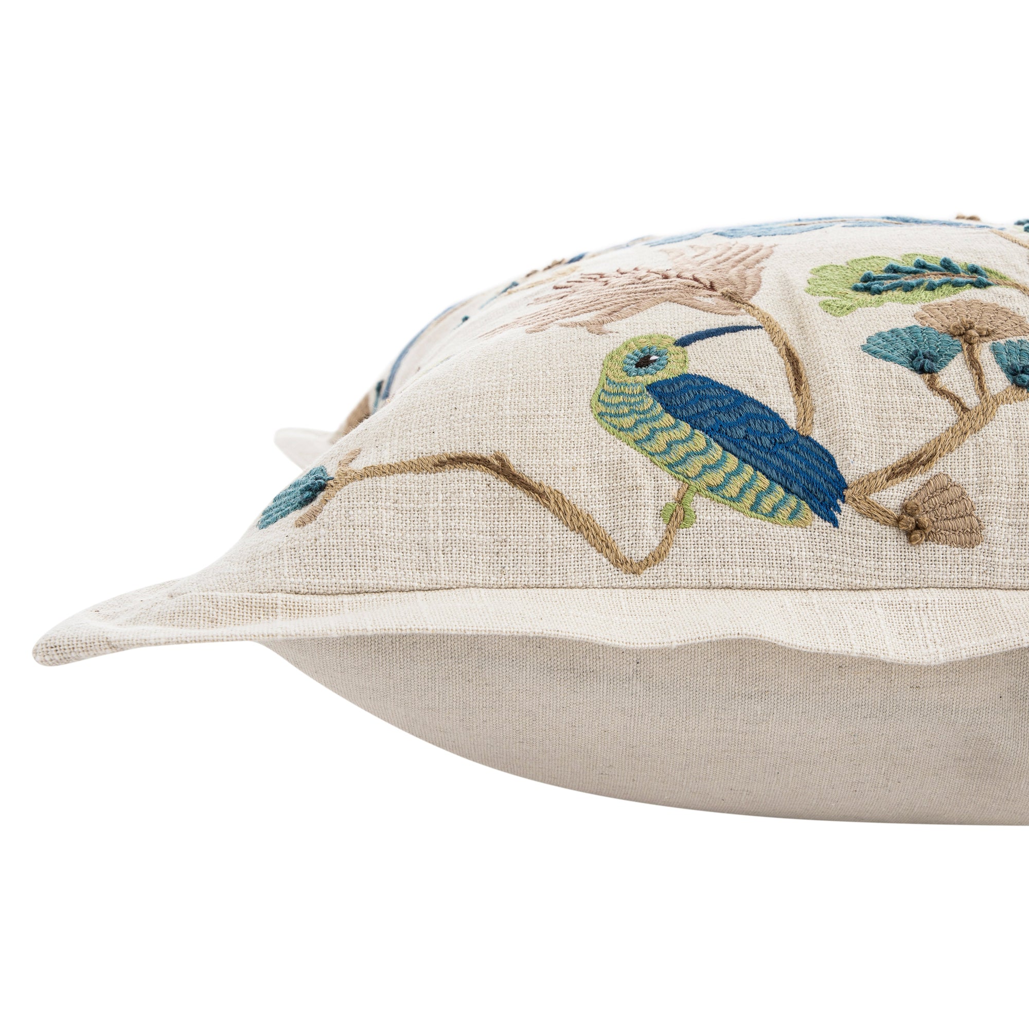 Flora & Fauna Hand Embroidered Tropical Bird Garden Cushion