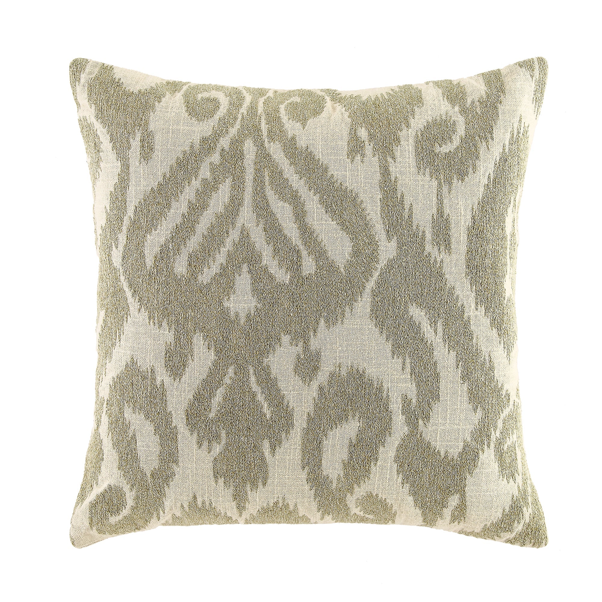 Ikat Collection Sage Green Hand Embroidered Cushion