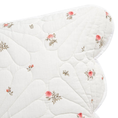 Darcy Rose Ivory White Scallop Quilted Linen Blend Continental Square Pillowcases - Pair