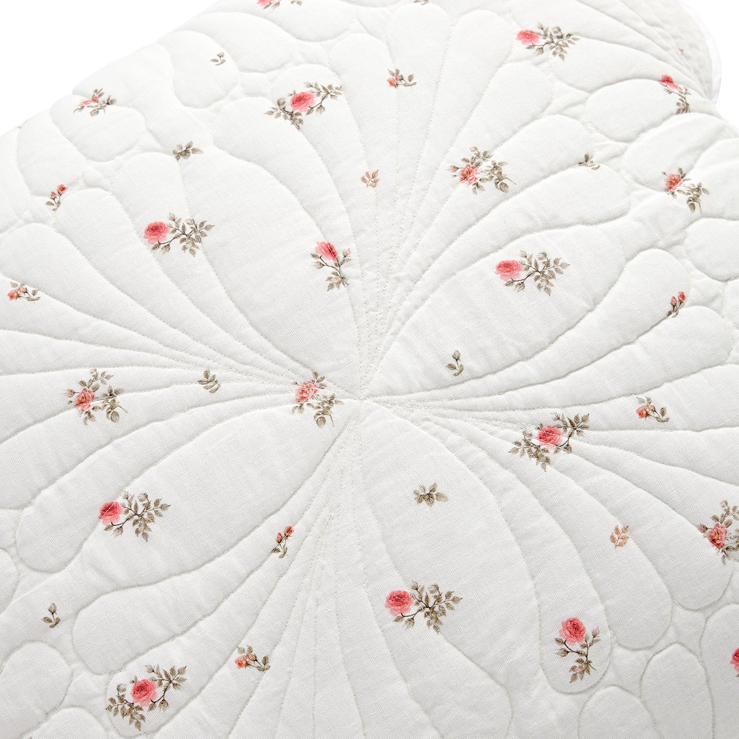 Darcy Rose Ivory White Scallop Quilted Linen Blend Continental Square Pillowcases - Pair