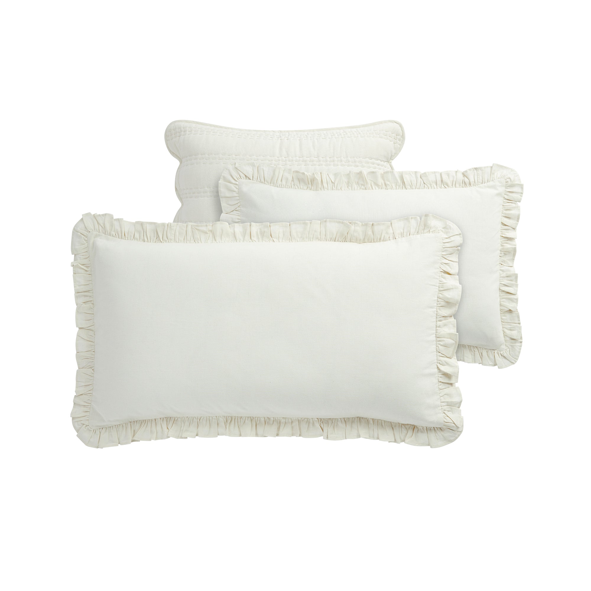 Matilda Cream Ruffle Linen Blend Pillowcases - Pair