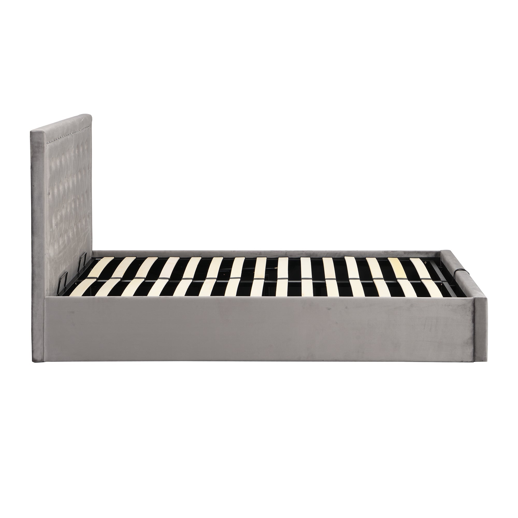 Hartwell Upholstered Ottoman Storage Bed with Nailhead Trim Headboard (Grey Velvet)